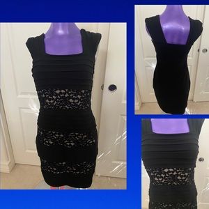 EN FOCUS Studio Black With Lace Cocktail Party Dress